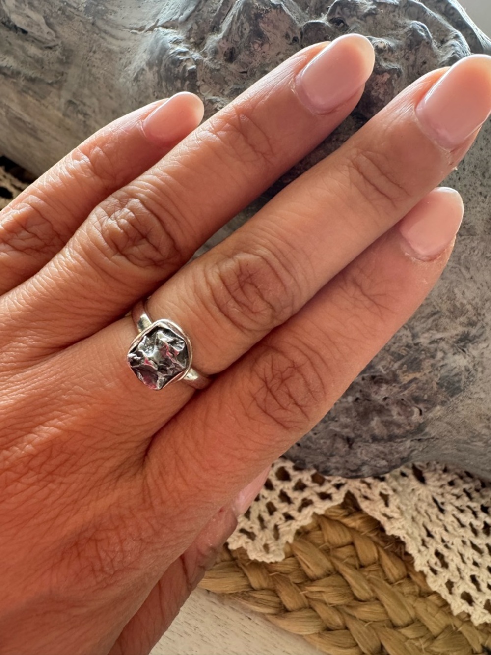 STERLING SILVER Campo del Cielo meteorite RING